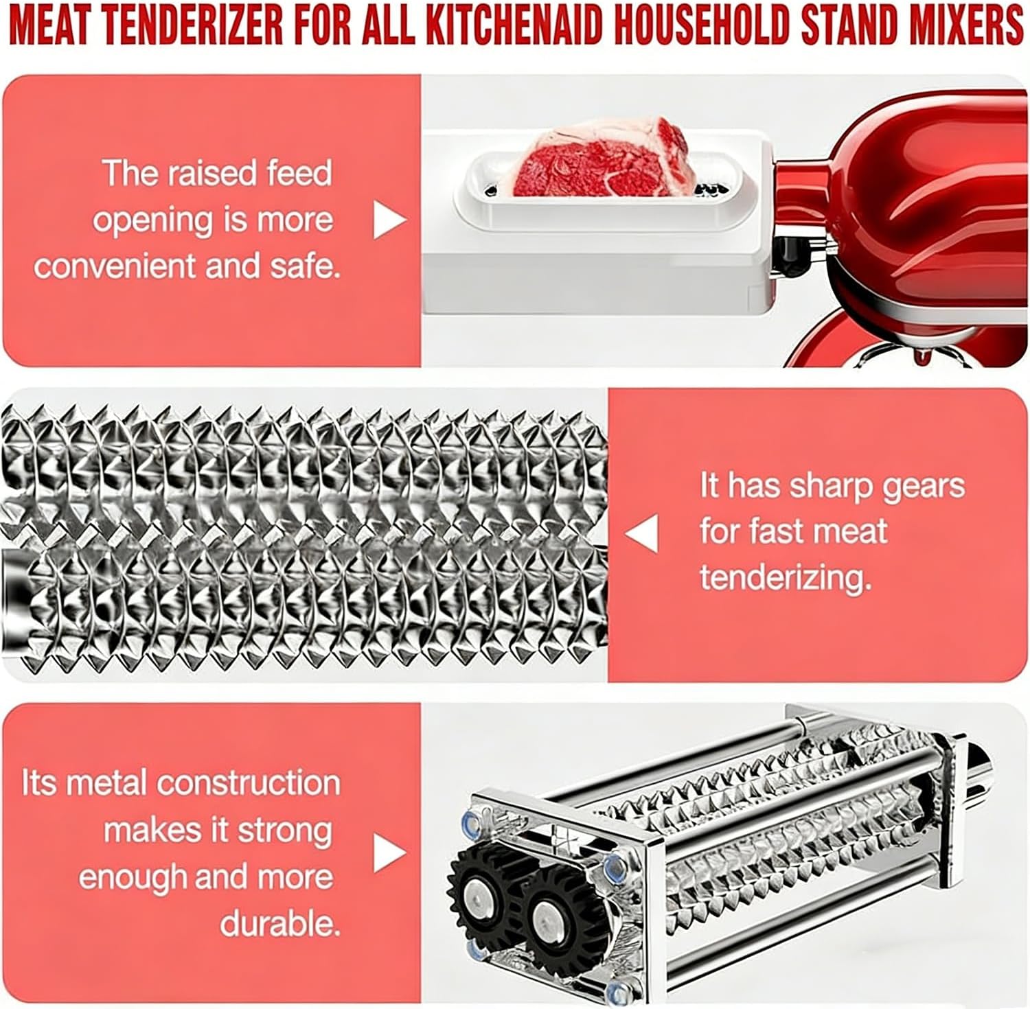 Commercial Meat Tenderizer Machine, Electric Meat Tenderizer Tool with Clear Cover, Safe One-Press Design and Easy to Cleaning for Kitchen Camping and Outdoor Grilling