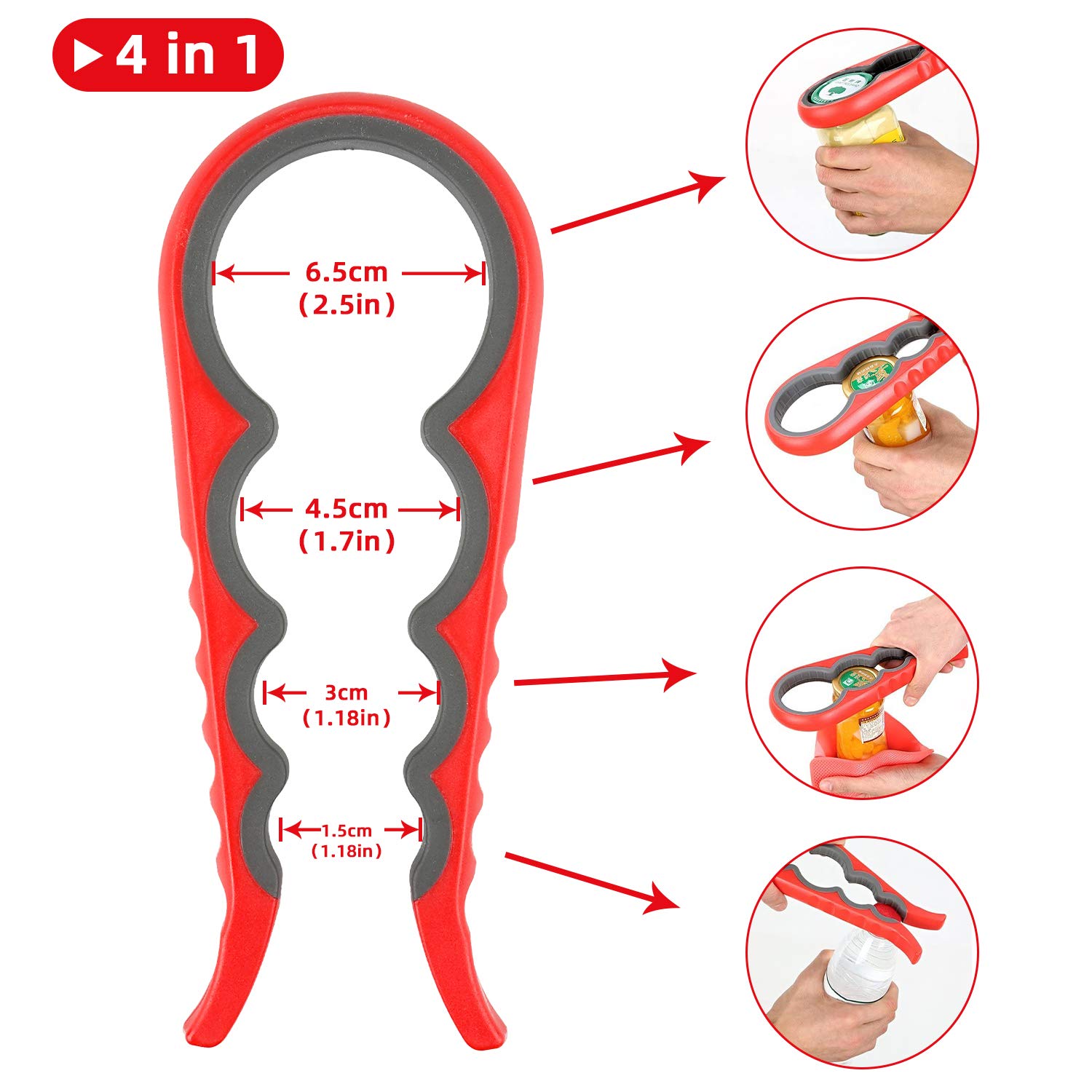 Apribarattoli Zenvaly Multifunzione - Con Leva E Gomma, Ideale Per Anziani E Chi Ha Poca Forza - Foto 2