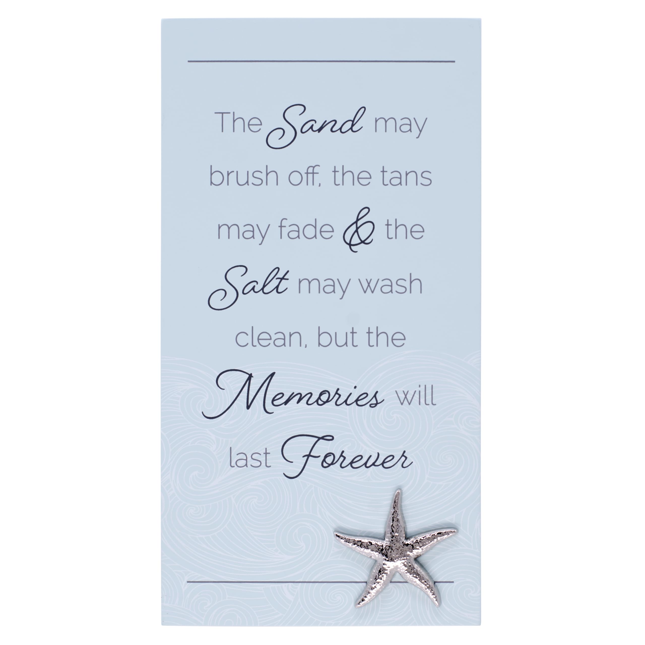 Malden Gray International Designs Beach Memories Easel Backed Sign With Silver Metal Starfish Attachment