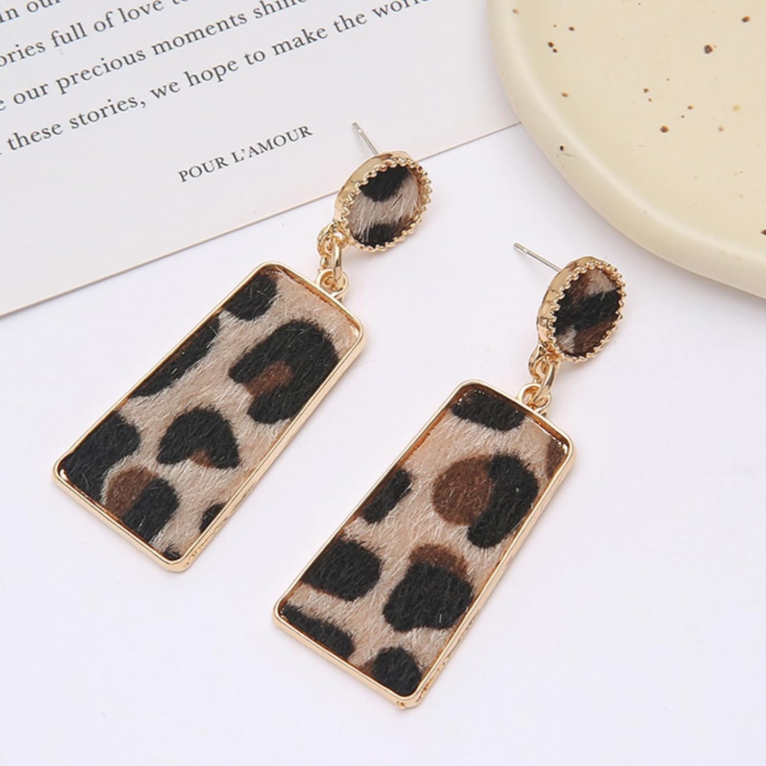 Plush Leopard Earrings for Women Fashion Leopard Print Dangle Drop Earrings Unique Exaggerated Cat Print Accessories Statement Animal Jewelry Gift - Image 4