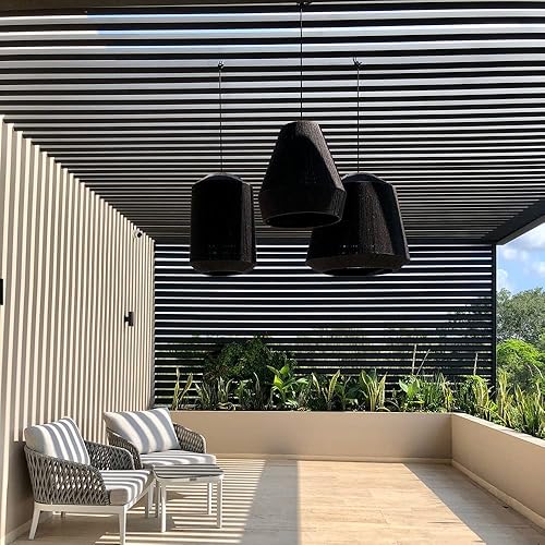 Vista 8 de Lámpara colgante de yute negro IKAL - Montaje semiempotrado - Art Deco contemporáneo para cocina, sala de estar, dormitorio, exteriores (cable negro)