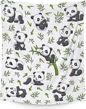 Mercuryelf Panda Throw Blanket - Soft, Fuzzy & Warm - 30x40 Inches Small Blankets for Lap, Crib - White Aesthetic Throws Gift for Baby