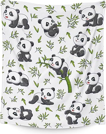 Mercuryelf Panda Throw Blanket - Soft, Fuzzy & Warm - 30x40 Inches Small Blankets for Lap, Crib - White Aesthetic Throws Gift for Baby