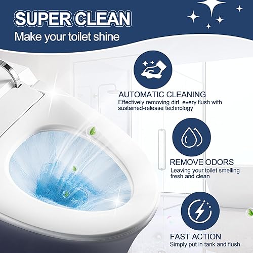 Miniatura 2 de Msvvko Limpiadores de inodoro, pastillas limpiadoras azules en botella, desodoriza, refresca olores, se echan en el tanque del inodoro, liberación