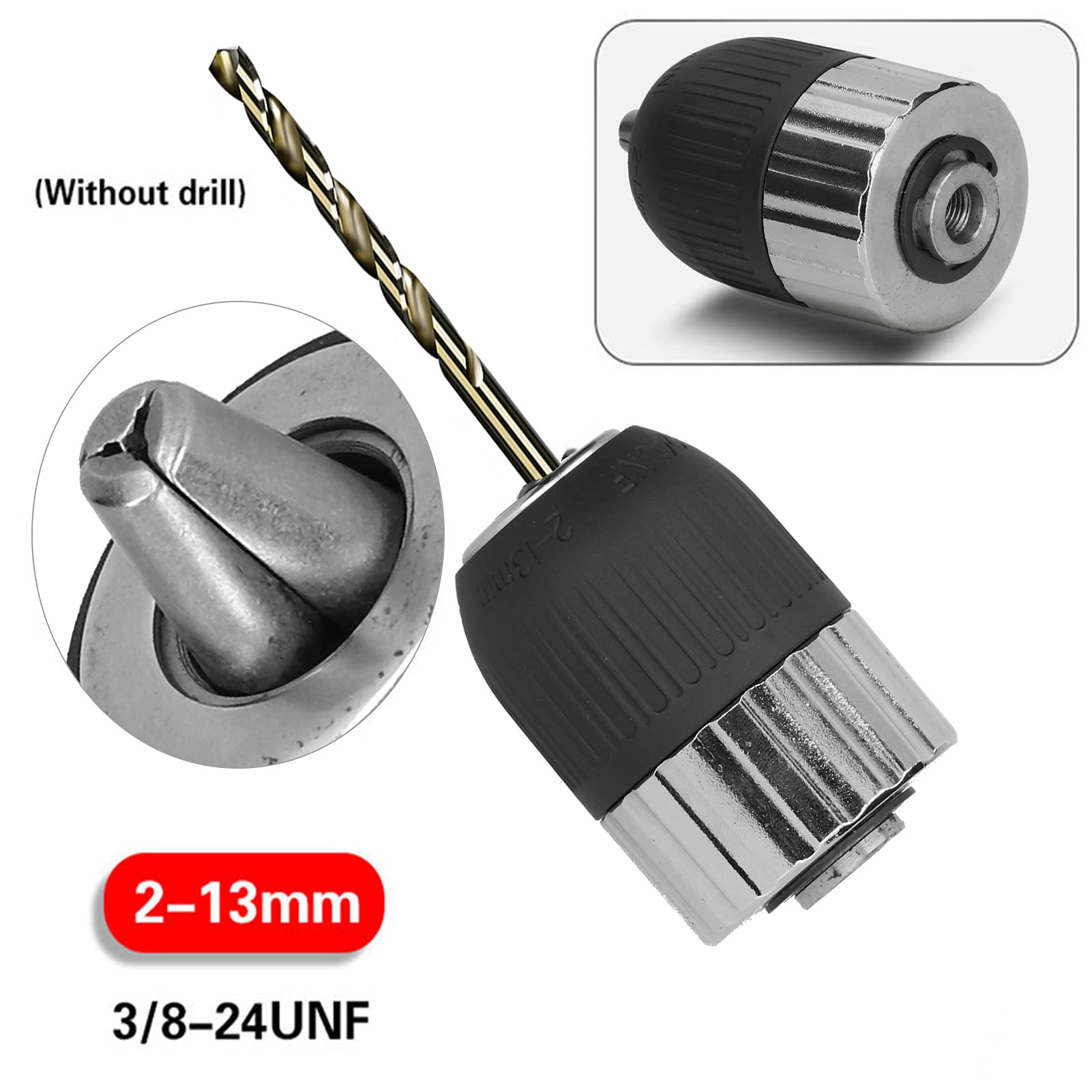 Oumefar Mandrin de Perçage Petit Trou fileté à la Main 2-13 Mm 3/8-24UNF Semi-métal pour Perceuses à Percussion, Perceuses électriques AC et DC de Différentes Puissances
