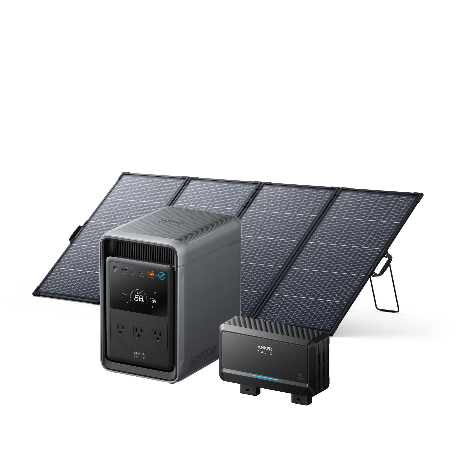 Anker SOLIX S2000 Power Station and 400W Solar Panel and Alternator Charger | 2,010Wh LiFePO4 Battery, 1,500W Output, Solar Generator for Home Backup, Outdoor and Emergency Use