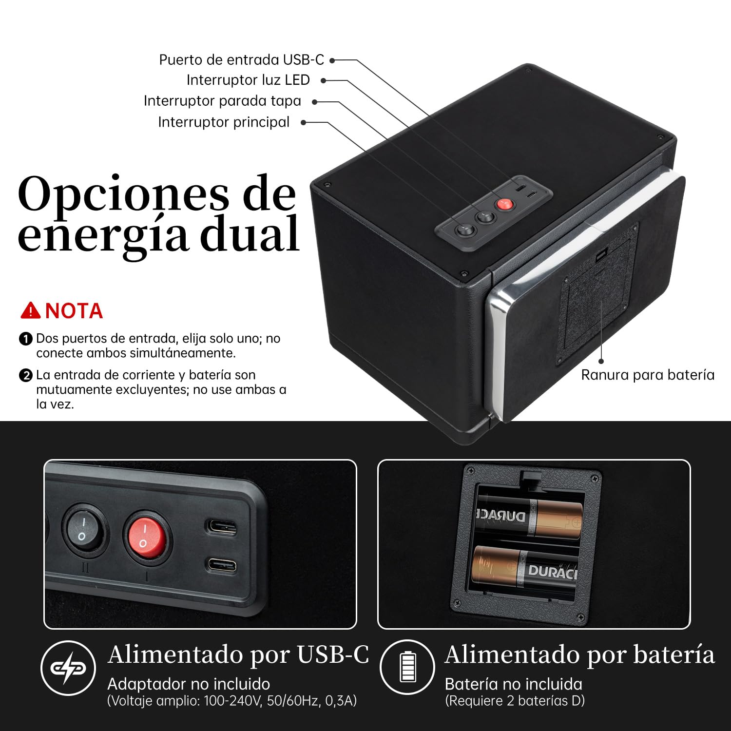 Mcbazel Enrollador de Relojes automáticos, Caja de Doble Reloj con luz LED, Motor súper silencioso, Regalo para Hombre/Mujer, Color Negro