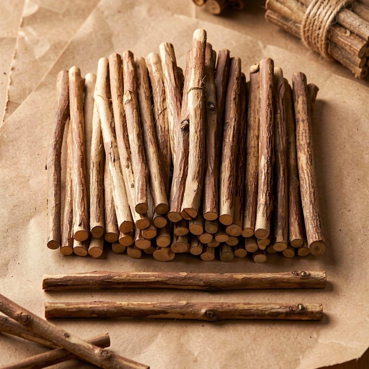 120pcs Wood Log Sticks for Crafts Rustic Round Twigs