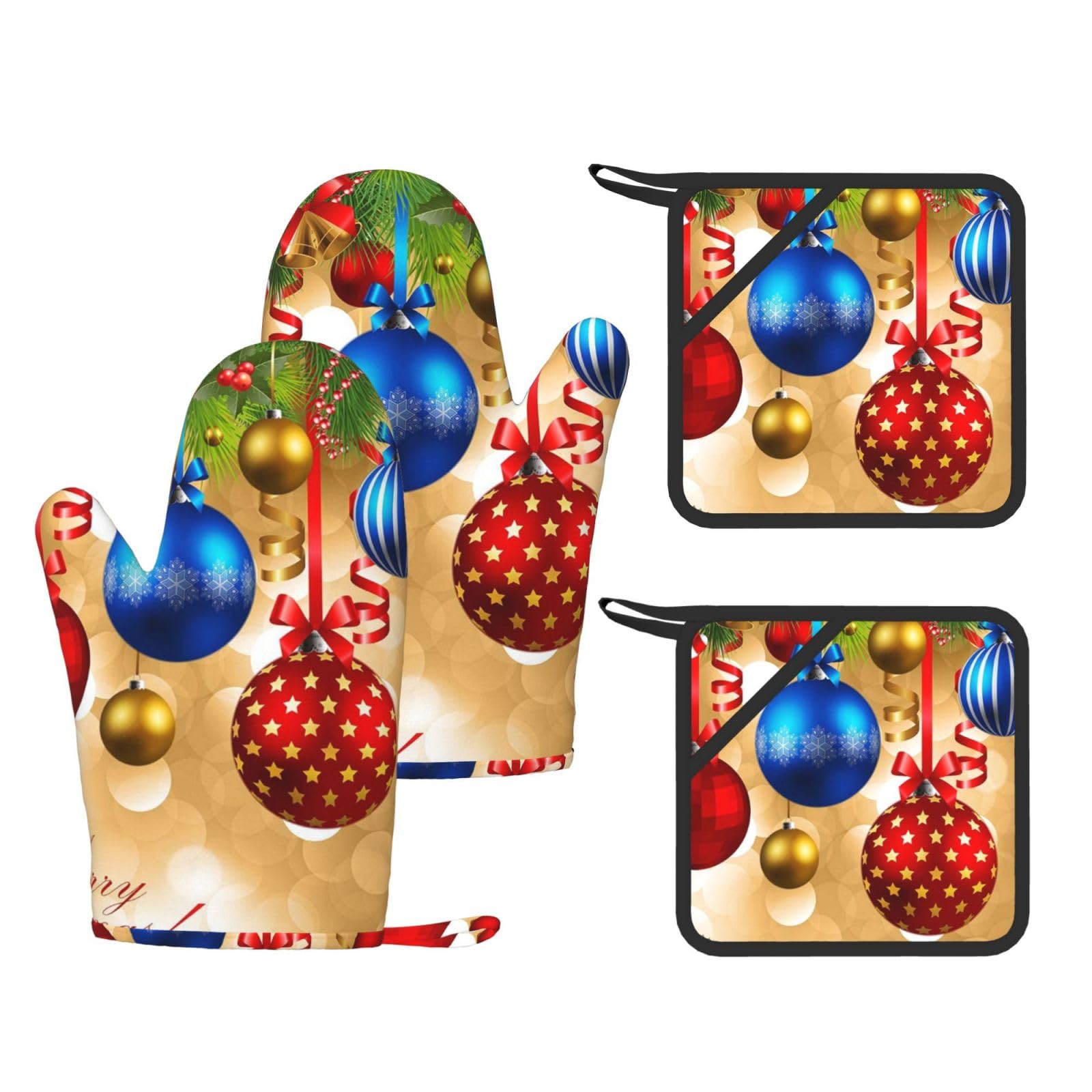 Merry Christmas drukowane żaroodporne rękawice i podkładki silikonowe rękawice kuchenne