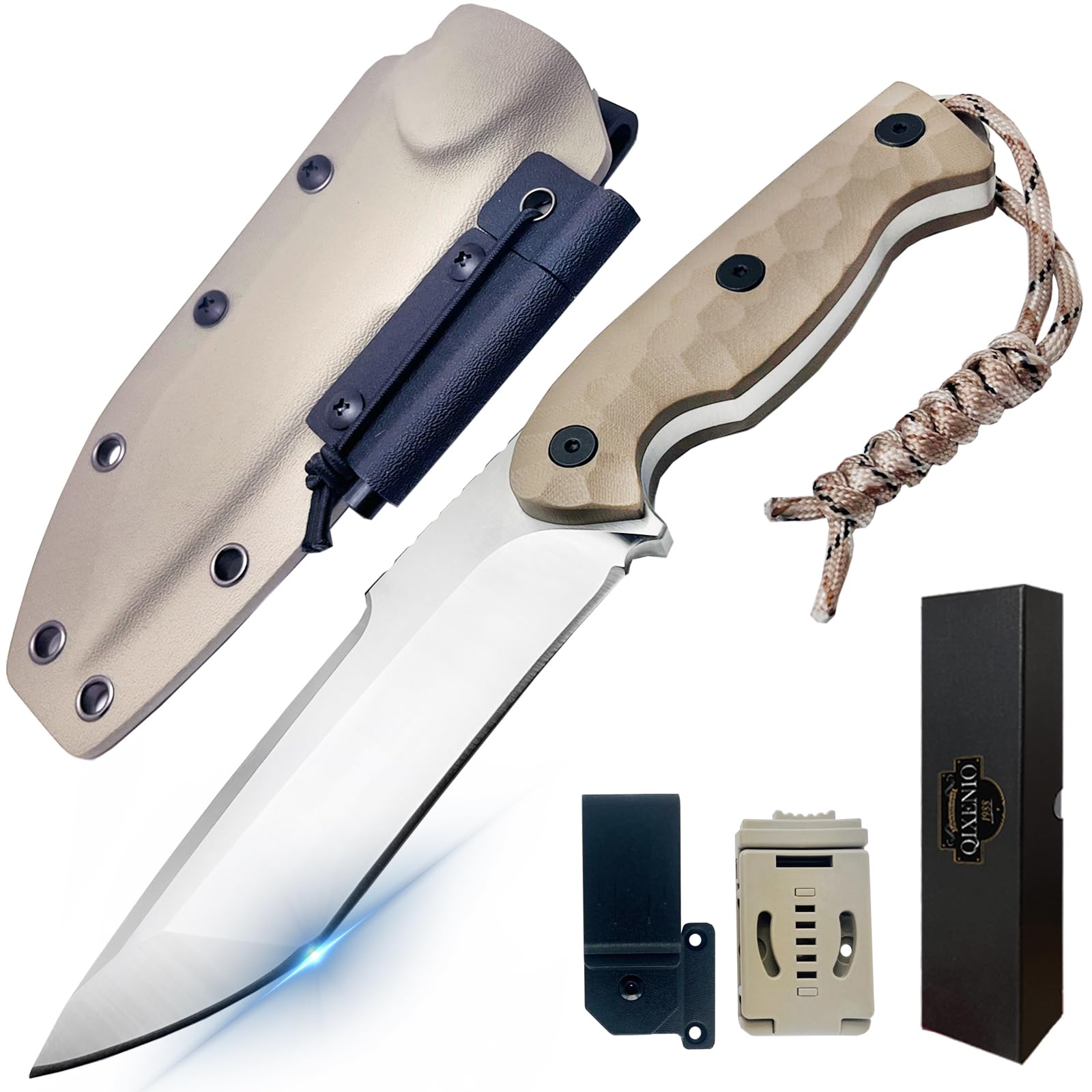 QIXENIO Tactical Survival Knife with Fire Starter – 10