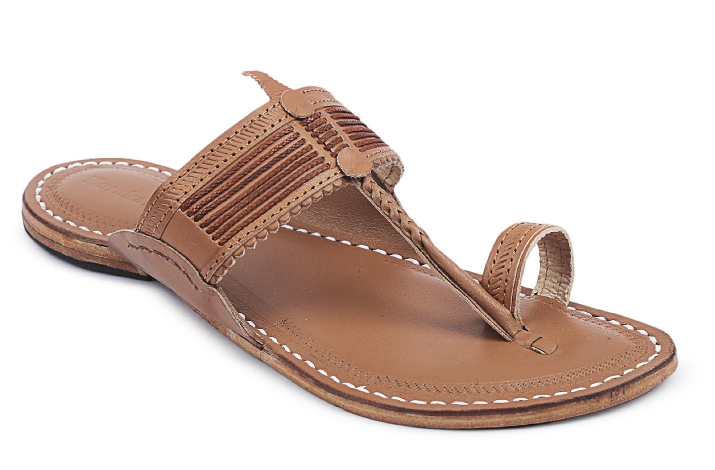 men's vintage kolhapuri chappal with seven braids tan leather handcrafted sandal smooth and comfortable flip flops slipper anti slip design traditional footwear