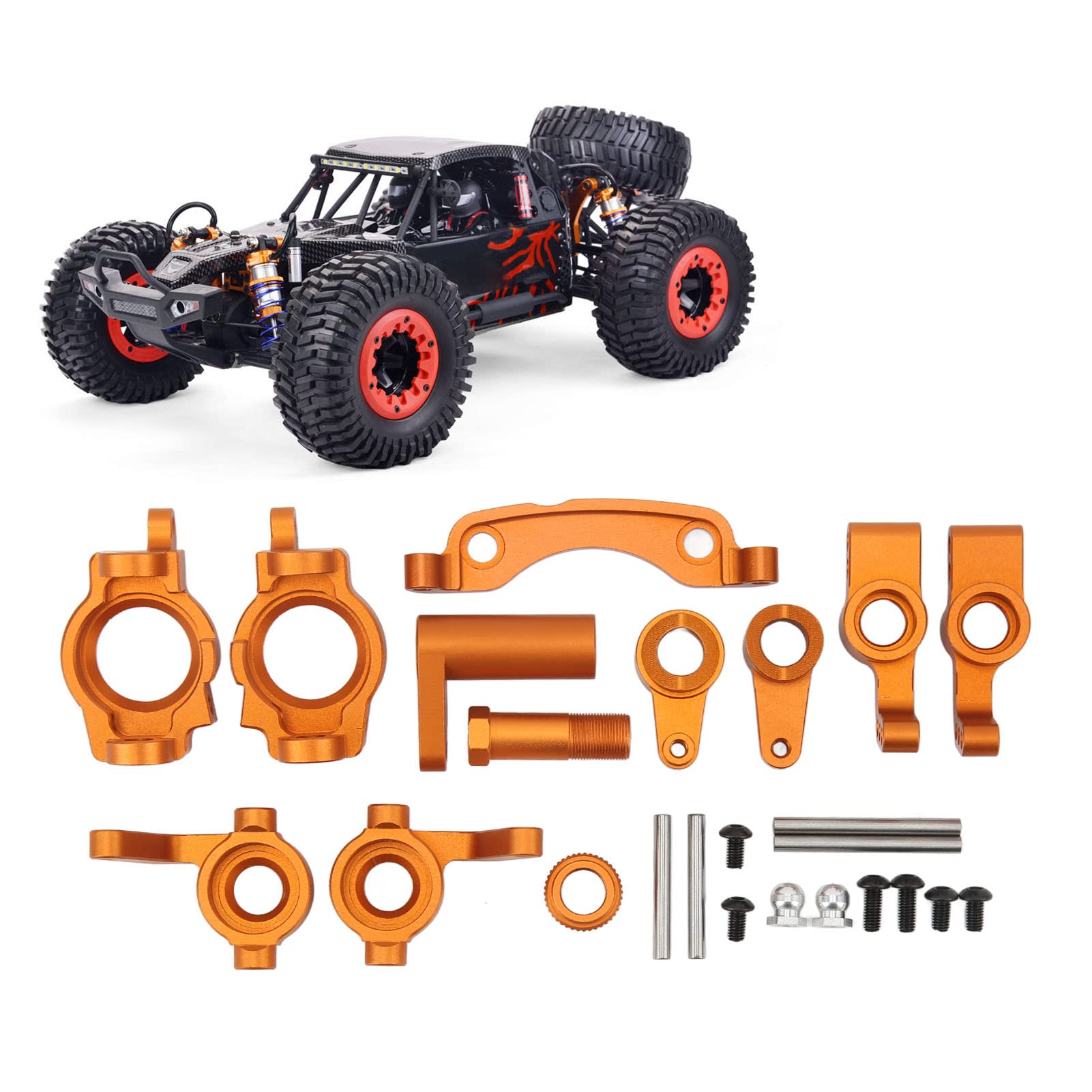 VGEBY RC-Metall-Upgrade-Teile-Kit, Aluminiumlegierung, Querlenker-Lenkbaugruppen-Set, RC-ZubehöR FüR ZD Racing DBX 10 1/10 Auto (Orange) Auto Modelle
