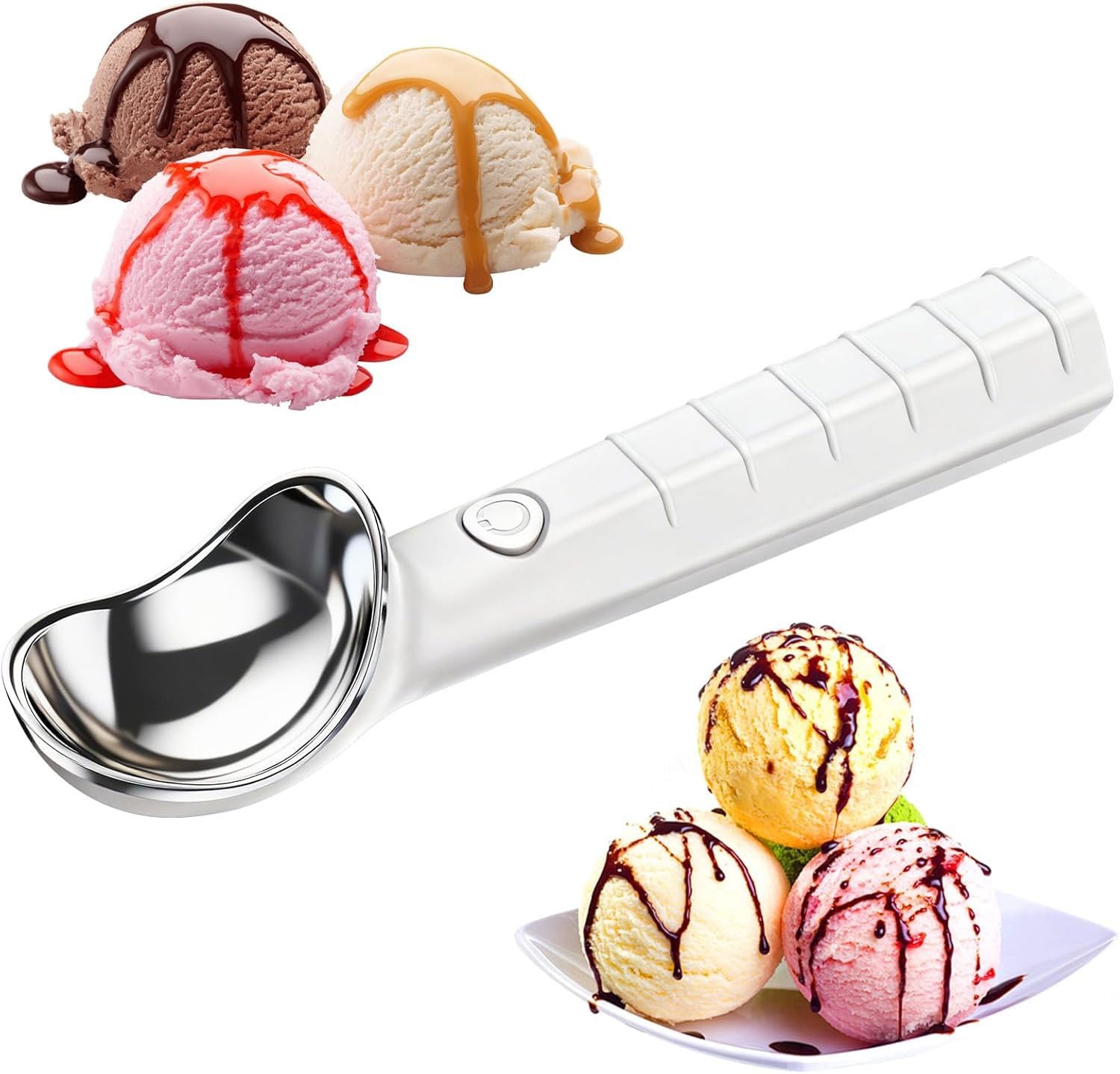 Paletta per gelato riscaldata, ricaricabile, elettrica, con 2 impostazioni di temperatura, in acciaio inox, per gelato, frutta, purè di patate, polpette