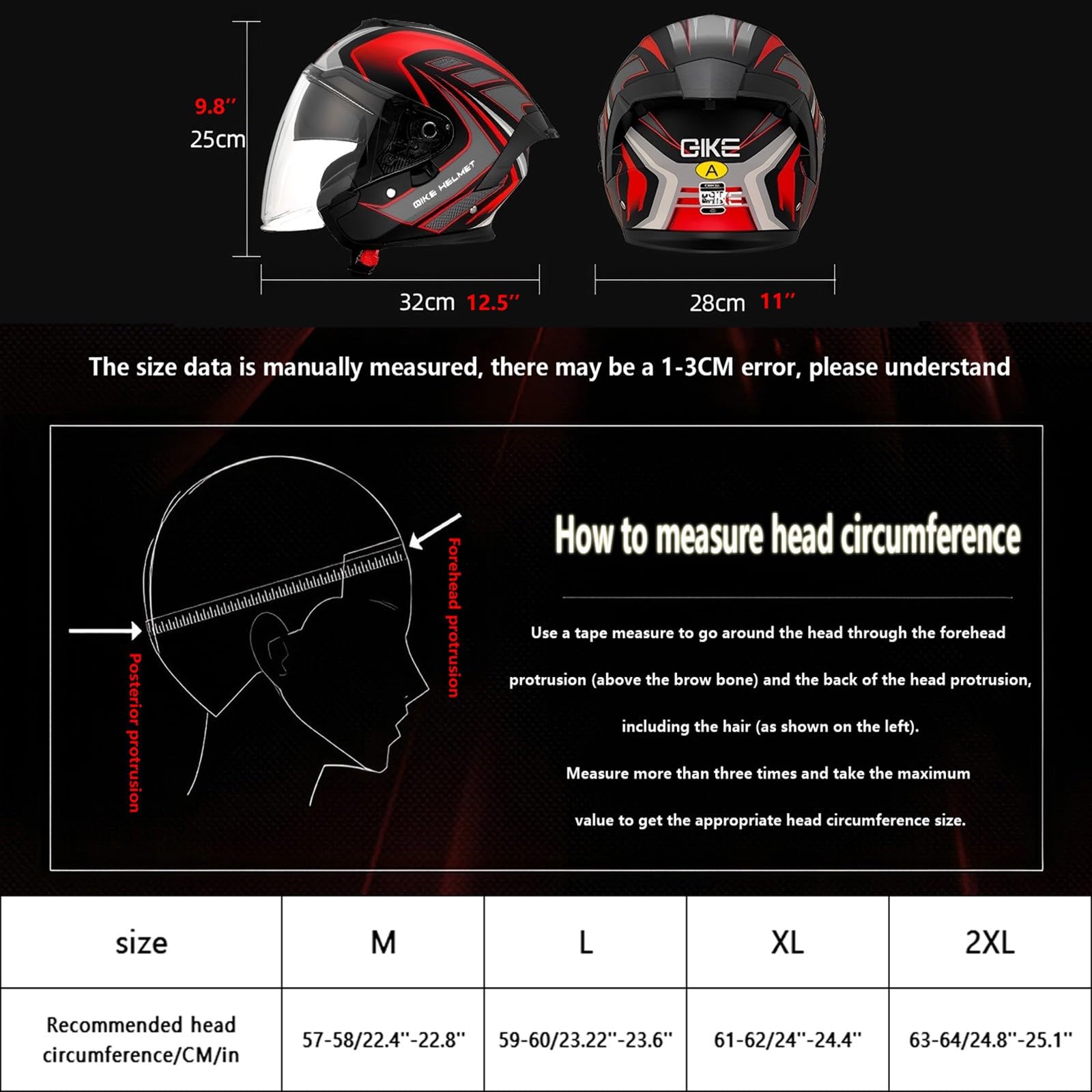 Motorrad-Halbhelm,Moped Helm,Mountainbike Helm,Rollerhelm,Mit Verstellbarer Schnellverschluss Schnalle,Für Erwachsene Männer Frauen Black,XXXL