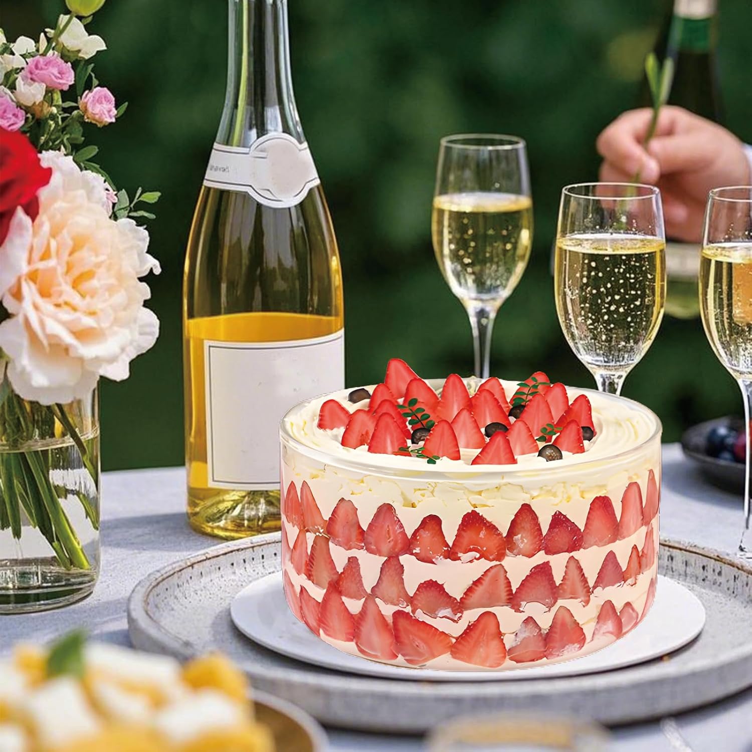 10 inch Large Salad Bowl, Trifle Bowl Glass with Sealed Lid, Versatile Mixing and Serving Bowl for Laying Ice Cream,Cake,Cupcake,Salad,Fruit,Baking,Dessert and Party Diy, Microwave Safe