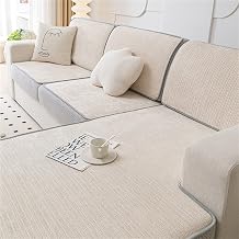 Sofa Seat Cushion Covers Chenille High Stretch Universal Elastic 1/2/3/4 Seaters Non-Slip Couch Slipcovers for Sofa L Shaped Chaise Longue Furniture Protection Beige,60 * 80cm