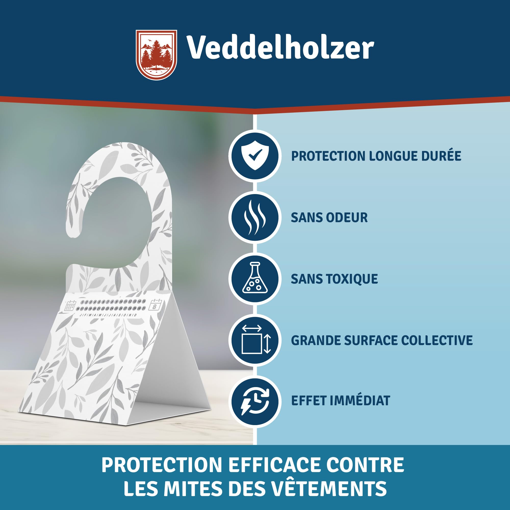 Veddelholzer Lot de 8 pièges à mites de vêtements - Piège triangulaire avec crochets et surface adhésive - Sans odeur et non toxique