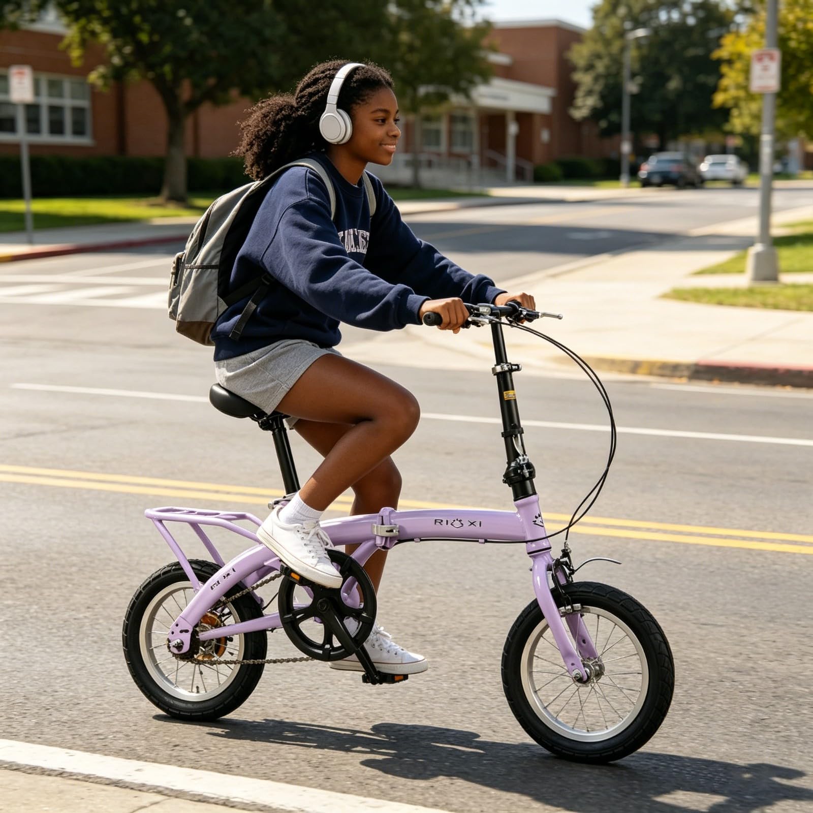Mini Bicicleta Plegable, Bicicleta Urbana Compacta, para Estudiantes Y Adultos, Bicicleta Plegable Ligera 12 Pulgadas para Desplazamientos Diarios. Purple,16in