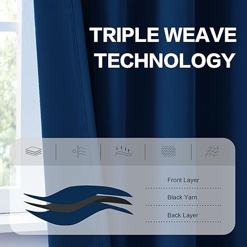 Miniatura 4 de DUALIFE - Cortinas blackout con aislamiento térmico, trabillas traseras y bolsillo para cortinero, 2 paneles para ventana de habitación y sala de