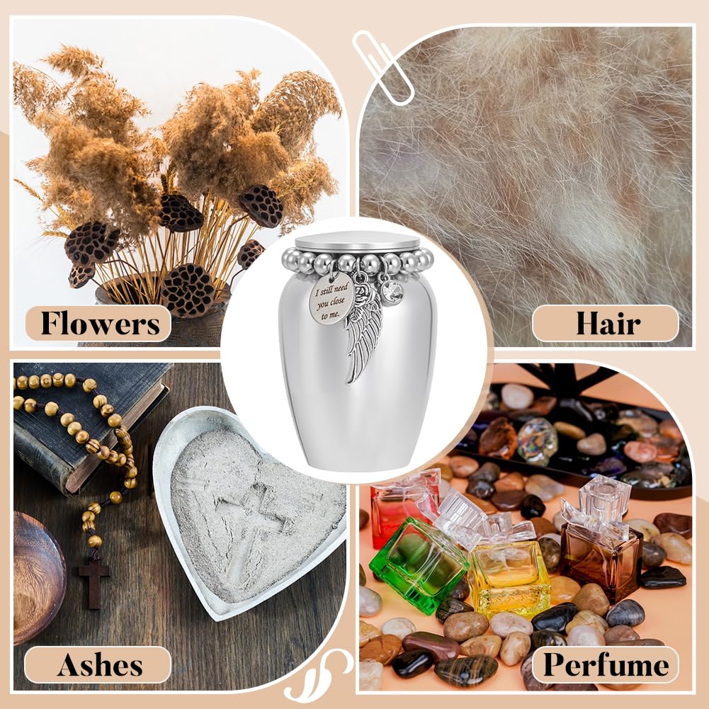 UNICRAFTALE Piccola Urna Per Persone 2.95 (5) cm Metallo Porta Cenere Memoriale Mini Contenitore Per Donne E Uomini Ornamentali Urna Funerale In Alluminio Per Cenere