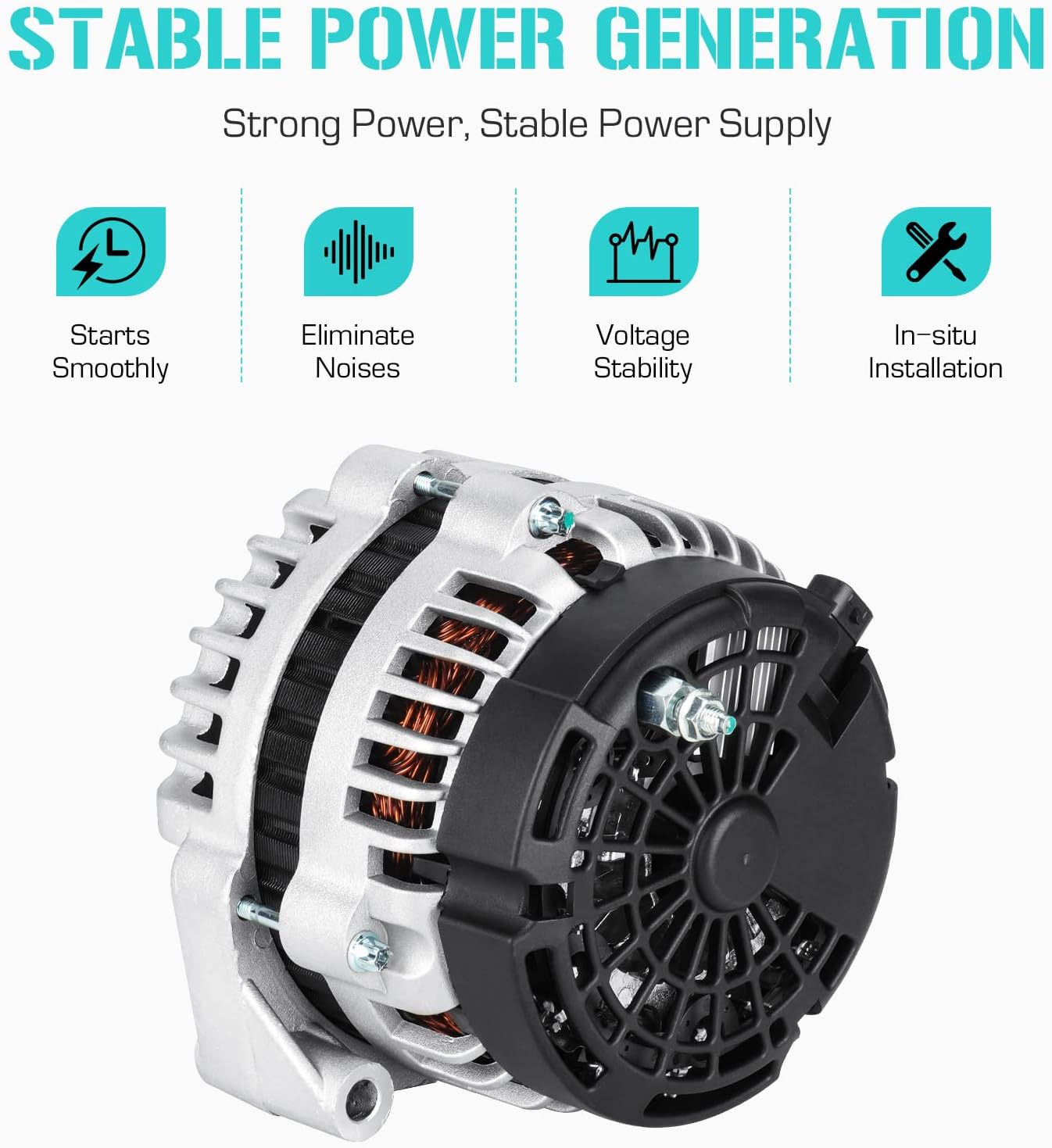 New Alternator Fit for Chevy Silverado 1500 05-06, for 1500 HD 05, for 1500 Classic 07, Avalanche 1500, Fit for GMC Sierra 1500 2005-2007, for Sierra 1500 Classic 2007, for Cadillac Escalade 2006