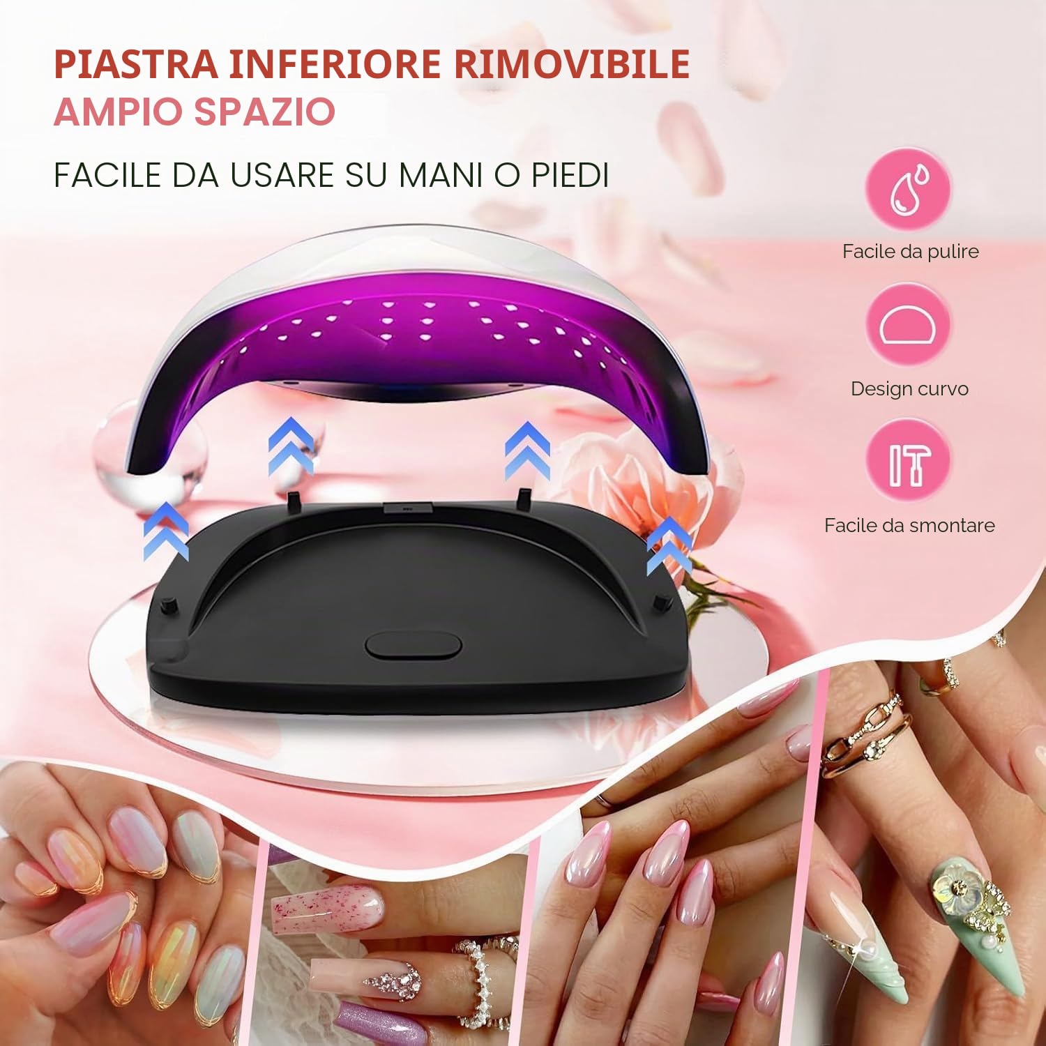 Lampada LED UV da 280 W, per smalto gel con 66 perline e sensore automatico, 4 timer, set professionale per nail art