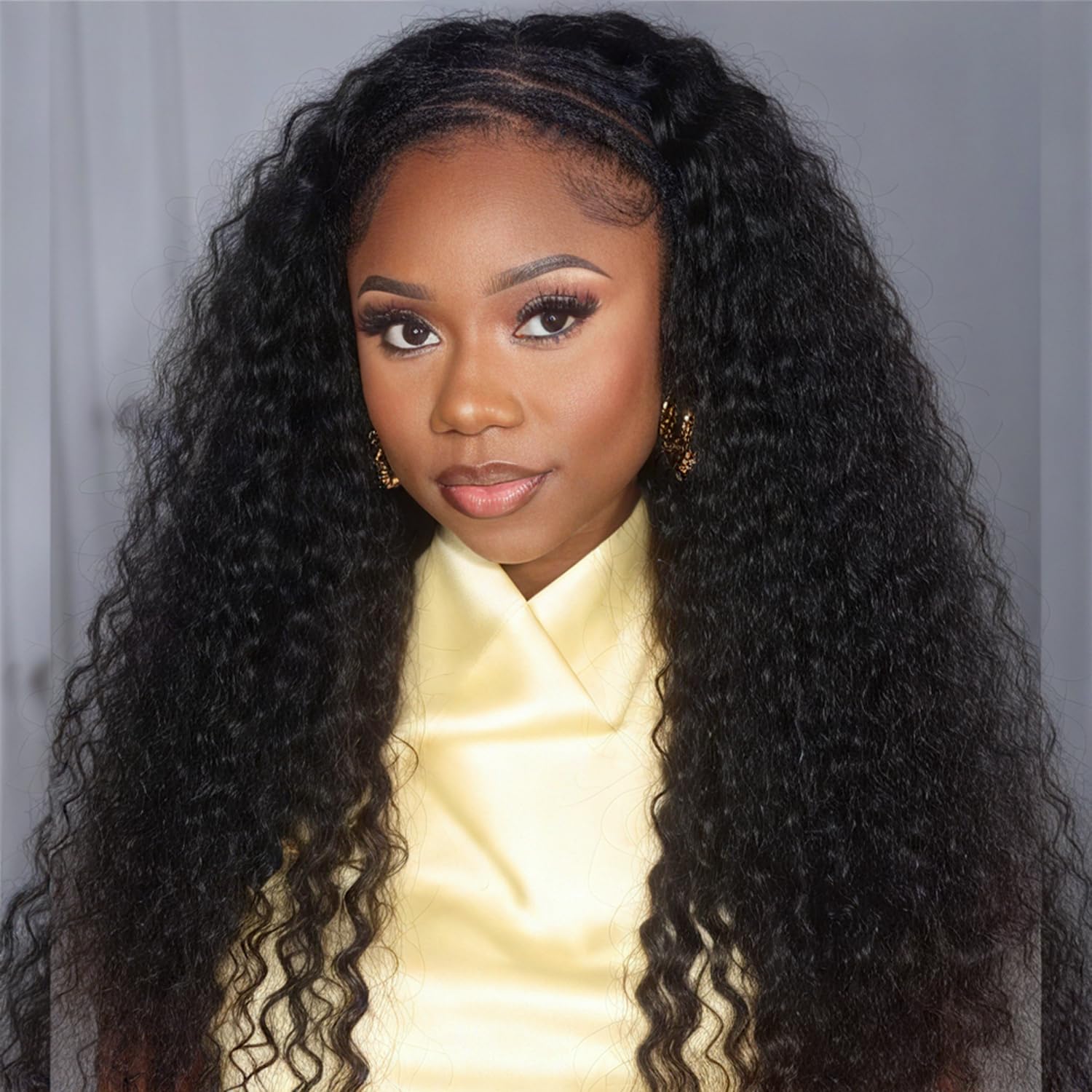 Half Wig Human Hair Deep Wave 200% Density Glueless Wigs Human Hair for Women 3 In 1 Upgrade Drawstring Seamless Flip Over Curly Half Wigs Beginner Friendly Headband Wig Natural Color 22 Inch