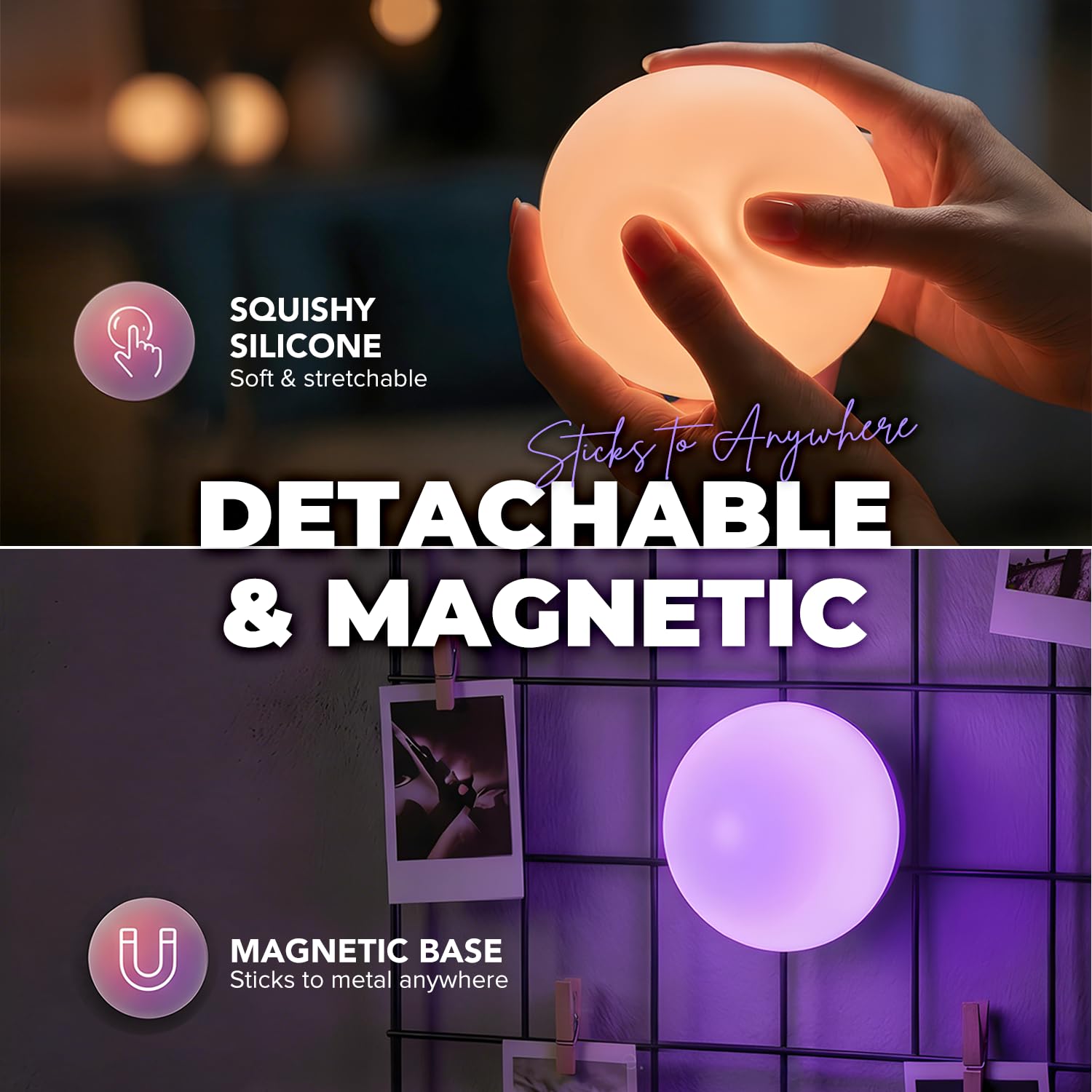 Luz nocturna para niños, luz de concha de bebé con modo de cambio de 7 colores y atenuación continua, lámpara de noche táctil de silicona suave sin BPA, luz nocturna recargable para