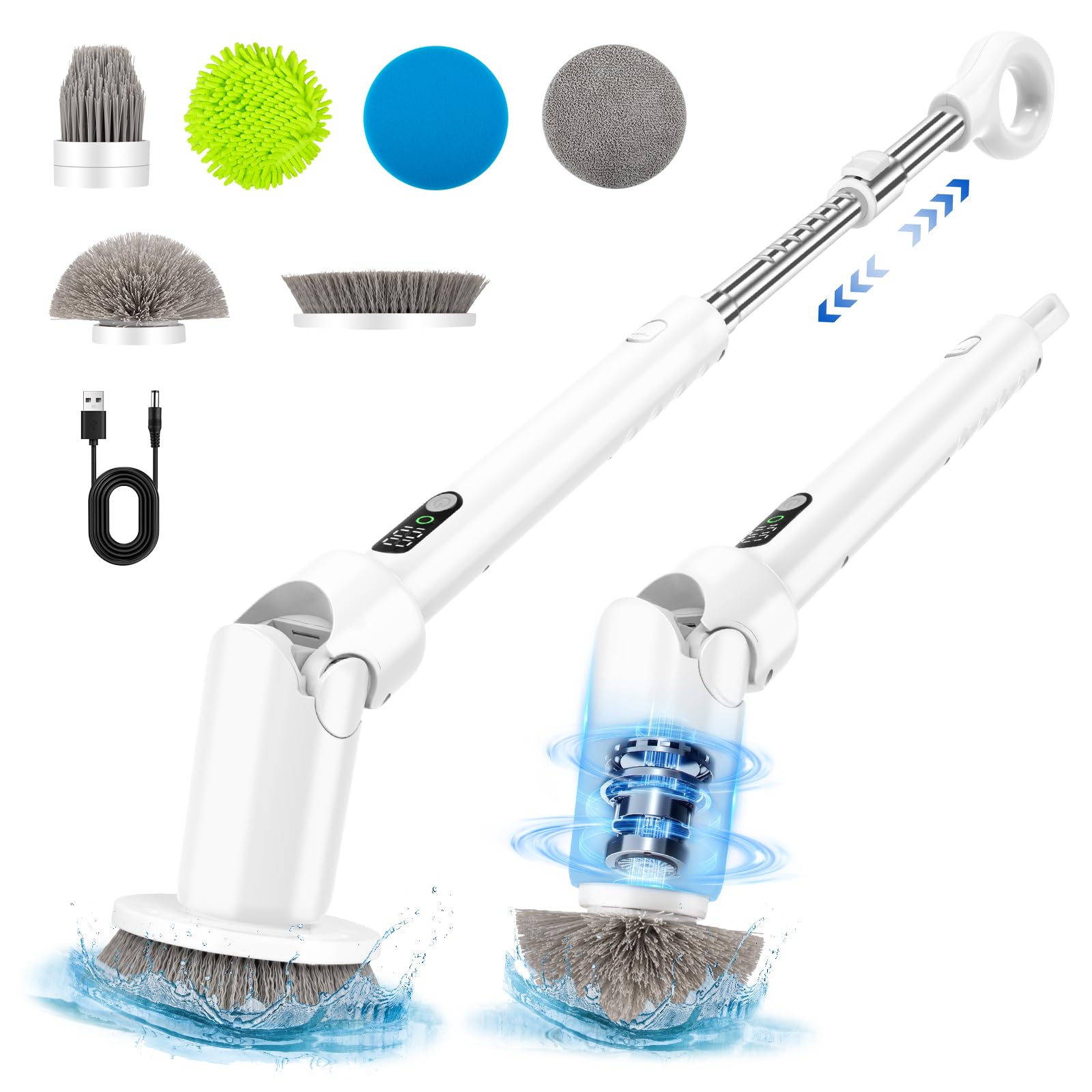 Brosse de nettoyage électrique 380 tr/min pour récurer salle de bain et cuisine