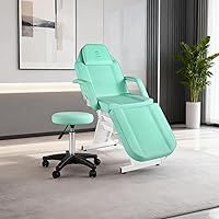 Vista 2 de Silla facial, silla de tatuaje de 73 pulgadas para cliente, mesa de masaje ajustable de 3 secciones con taburete, camas de belleza multiusos