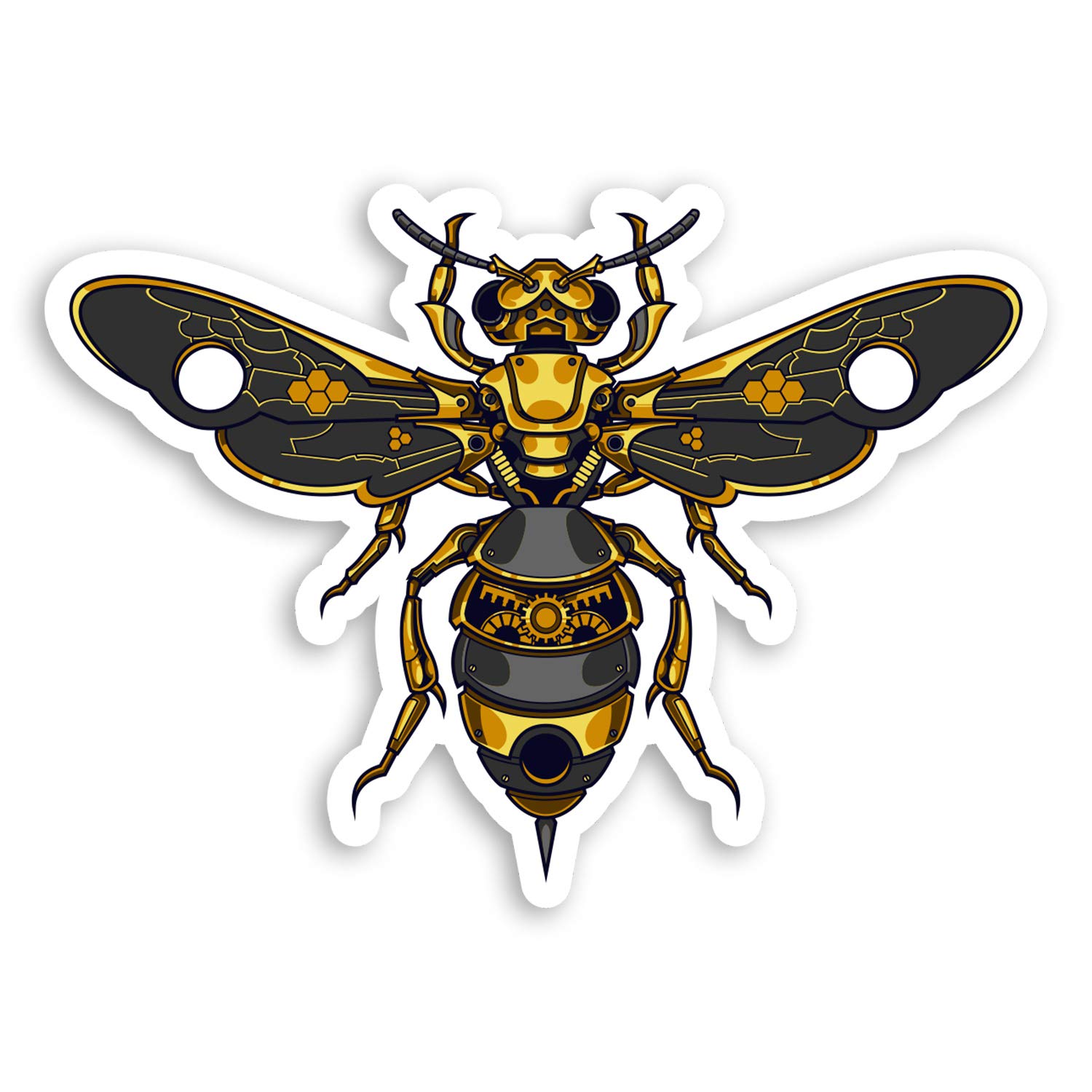 Destination Vinyl Ltd Multi 2 X 10Cm Steam Punk Bumble Bee Vinyl Stickers - Wasp Insect Art Sticker #29260