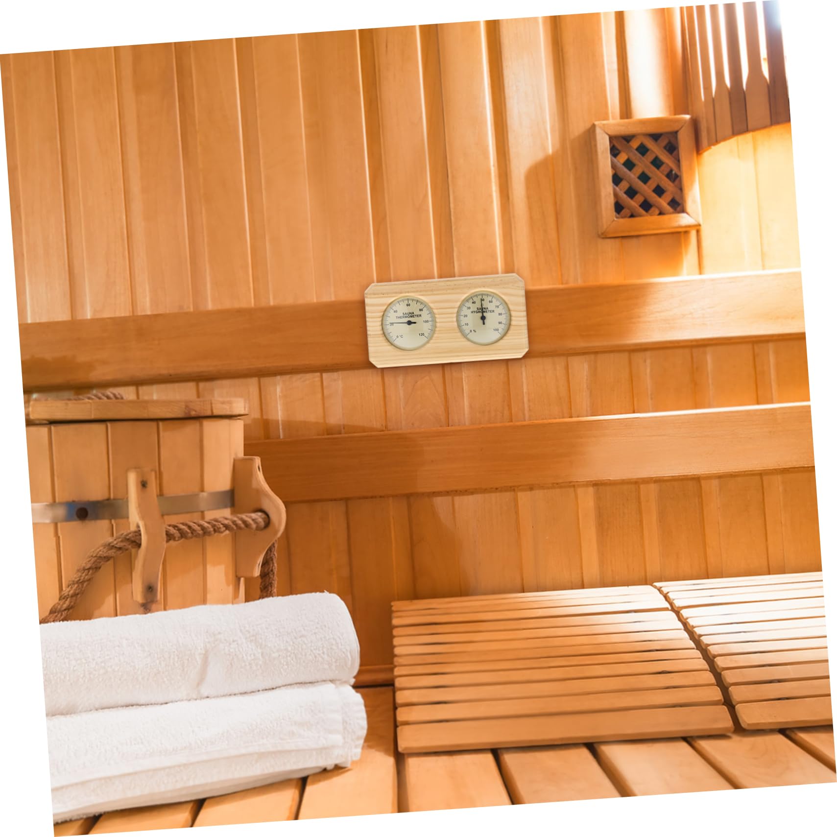 HOMSFOU Holz Sauna Thermometer Hygrometer Präzise Temperatur Und Feuchtigkeitsmessung Für Sauna Und Dampfbad Wandmontage Modernes Design Für Entspannende Wellness-erlebnisse