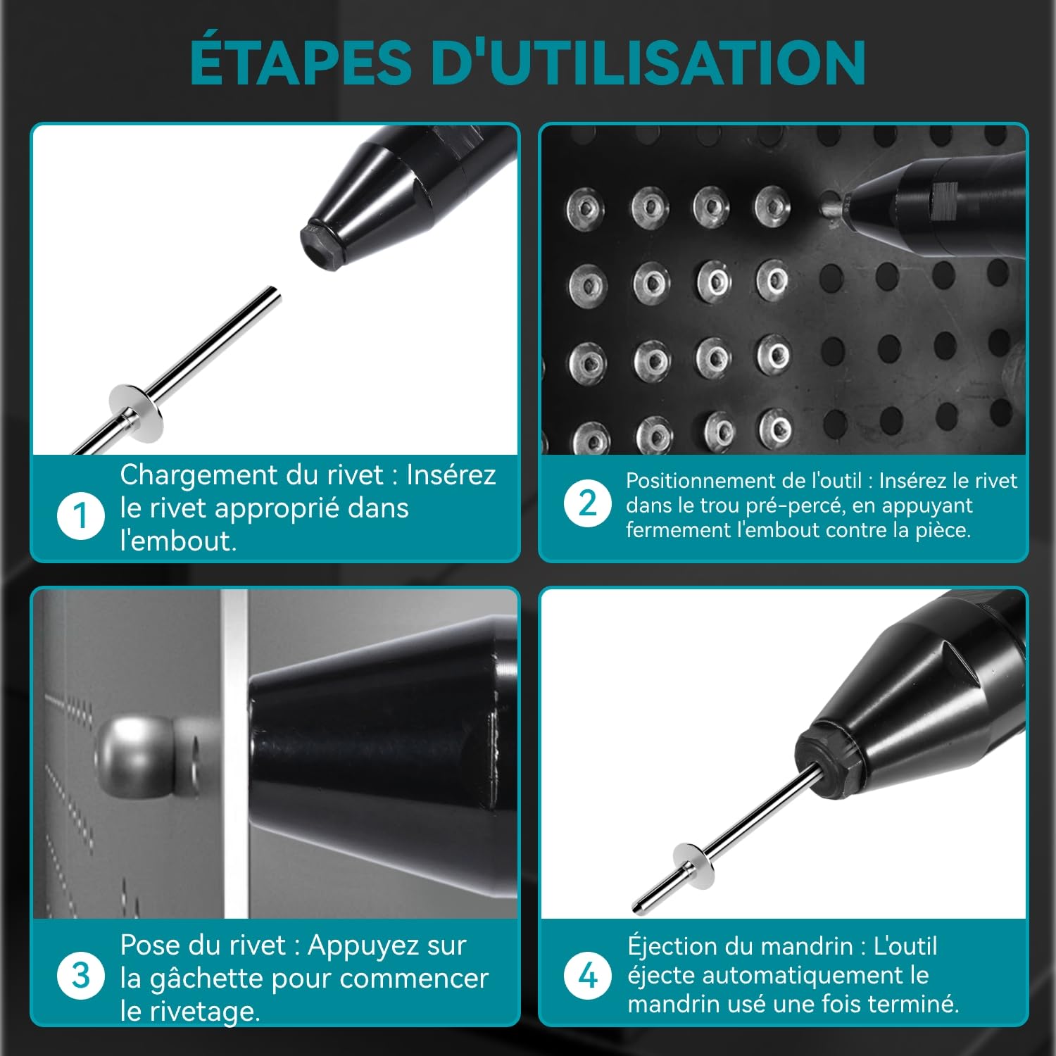 Yofidra Riveteuse Électrique sans Fil, 2x2.0Ah Batteries, Moyeu max. 27mm