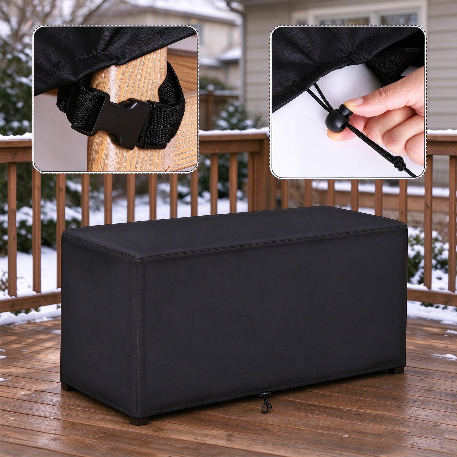 Funda Exterior Muebles Jardin 380x260x74cm/LaxAnxAL Funda para Sofá Exterior Impermeable, Antivento, Resistente Al Frio, Fundas Protectoras para Mesa de Patio Terraza Sofá, Negro