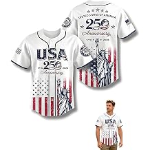 USA 250th Anniversary Baseball Jersey, Patriotic Statue of Liberty Print Shirt, USA Flag Button Down Shirt Unisex