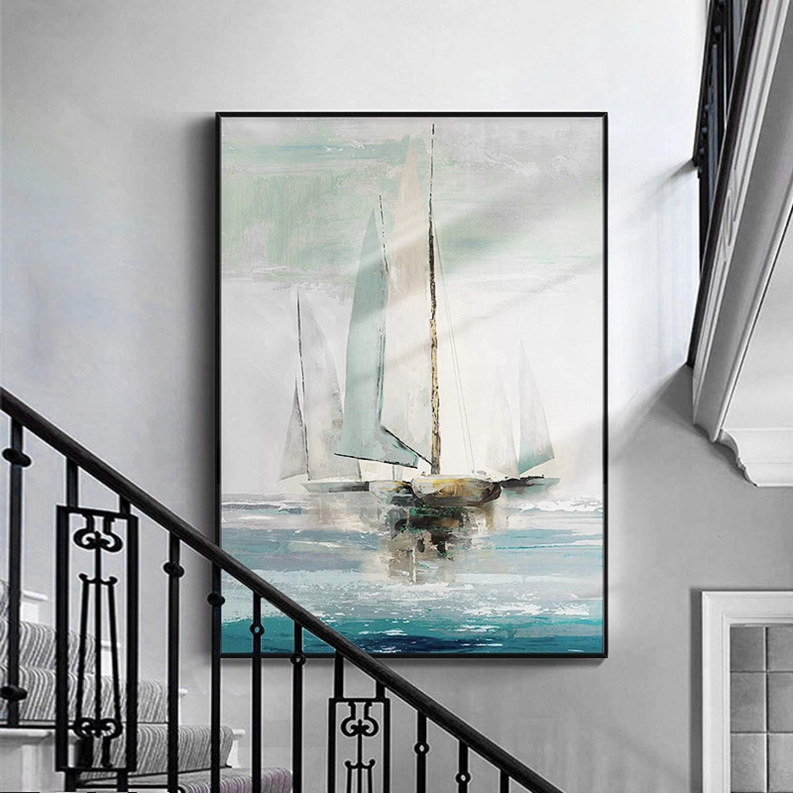 BAJIE Peinture Peint à la Main Abstrait Voile Art Peinture à l'huile sur Toile Art Mural sans Cadre Photo décoration pour Live Room Maison déco Cadeau
