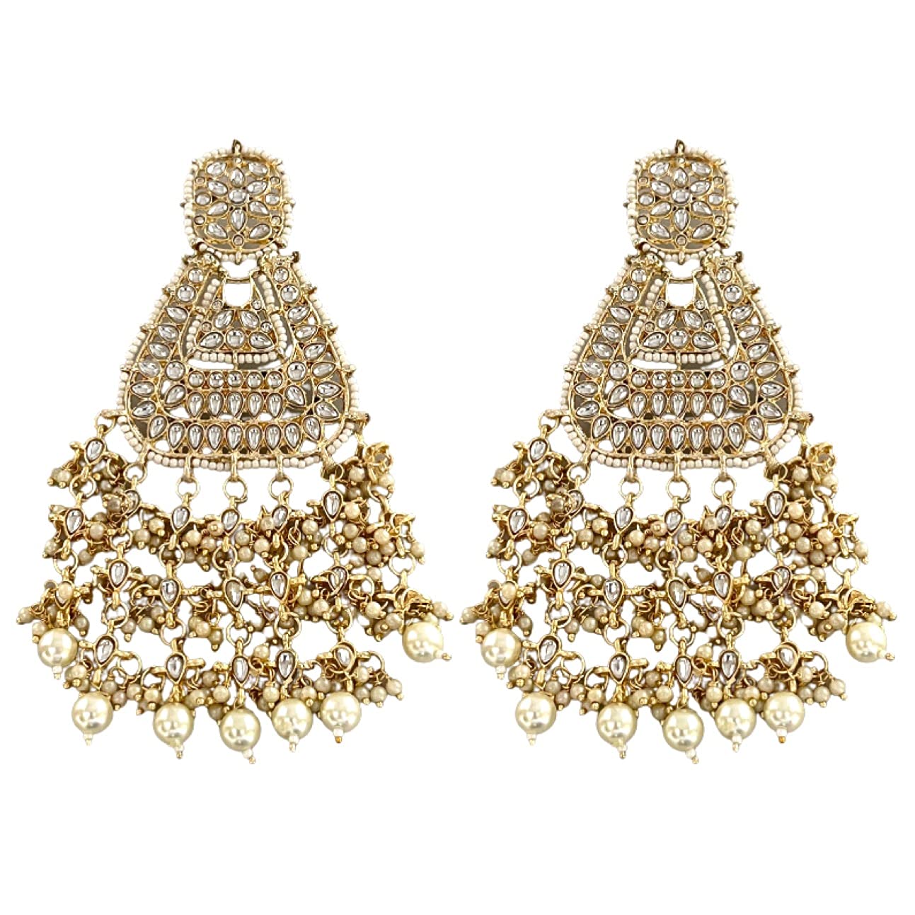 Sattyaki Gold-Plated Traditional Rajasthani Jewellery Kundan Earrings Long For Women and Girls (White) (B09GG69NNQ) Amazon Price History, Amazon Price Tracker