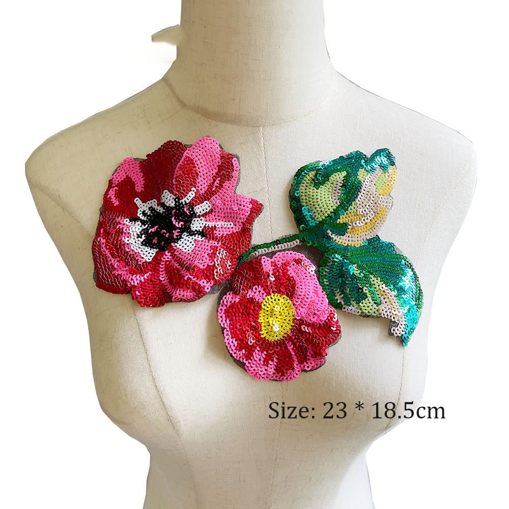 SUPERFINDINGS 4 Paia Di Applique Fiore Con Paillettes - Patch Colorate Per Decorare Abiti E Accessori - 2