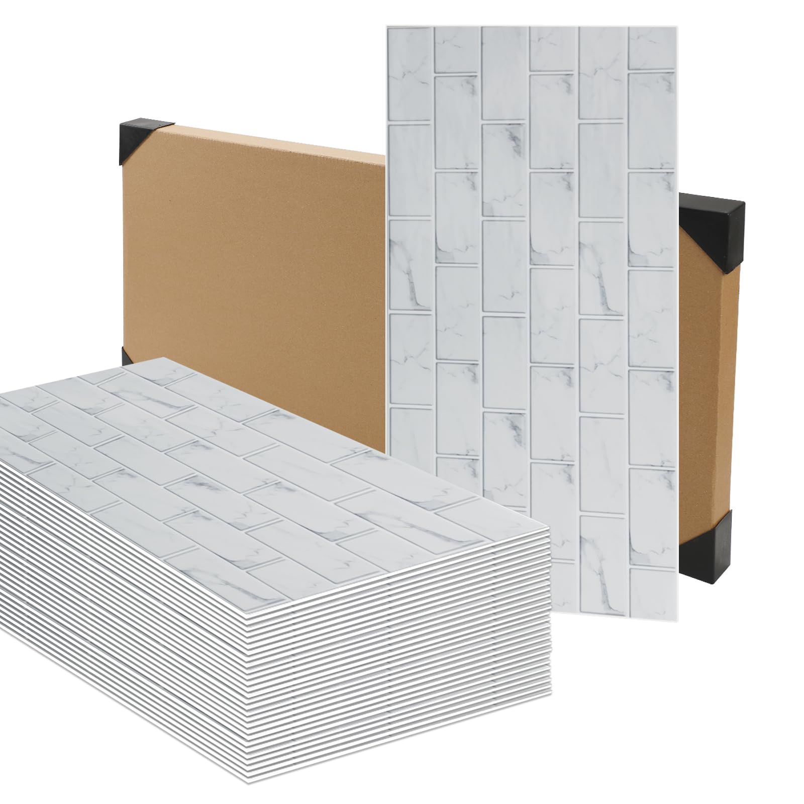 LMYSXAOZ 20PCS Tile Sticker, White Brick Self Adhesive Stick on Tiles Transfer Sticker for Bathroom Kitchen, Splashback, Peel and Wall