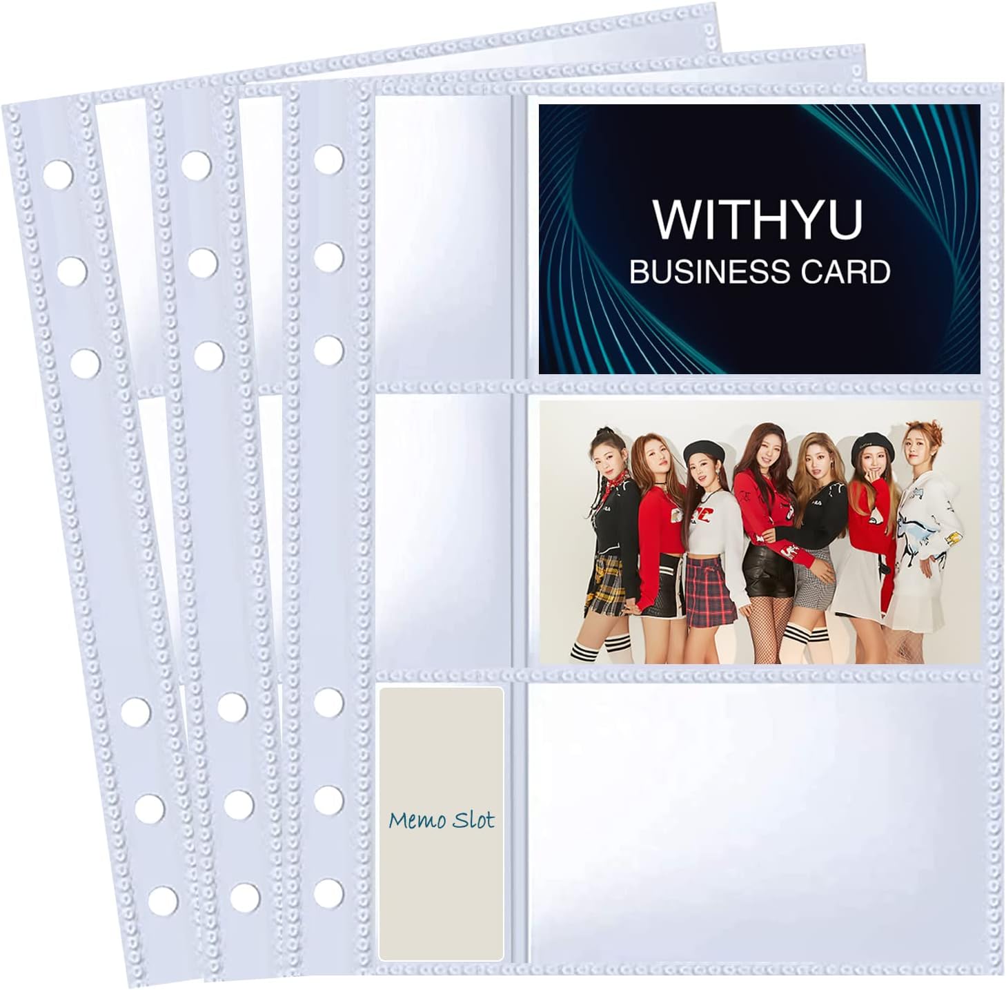 A5 Binder 6 Ring Business Card Sleeves with Memo Slot, 40