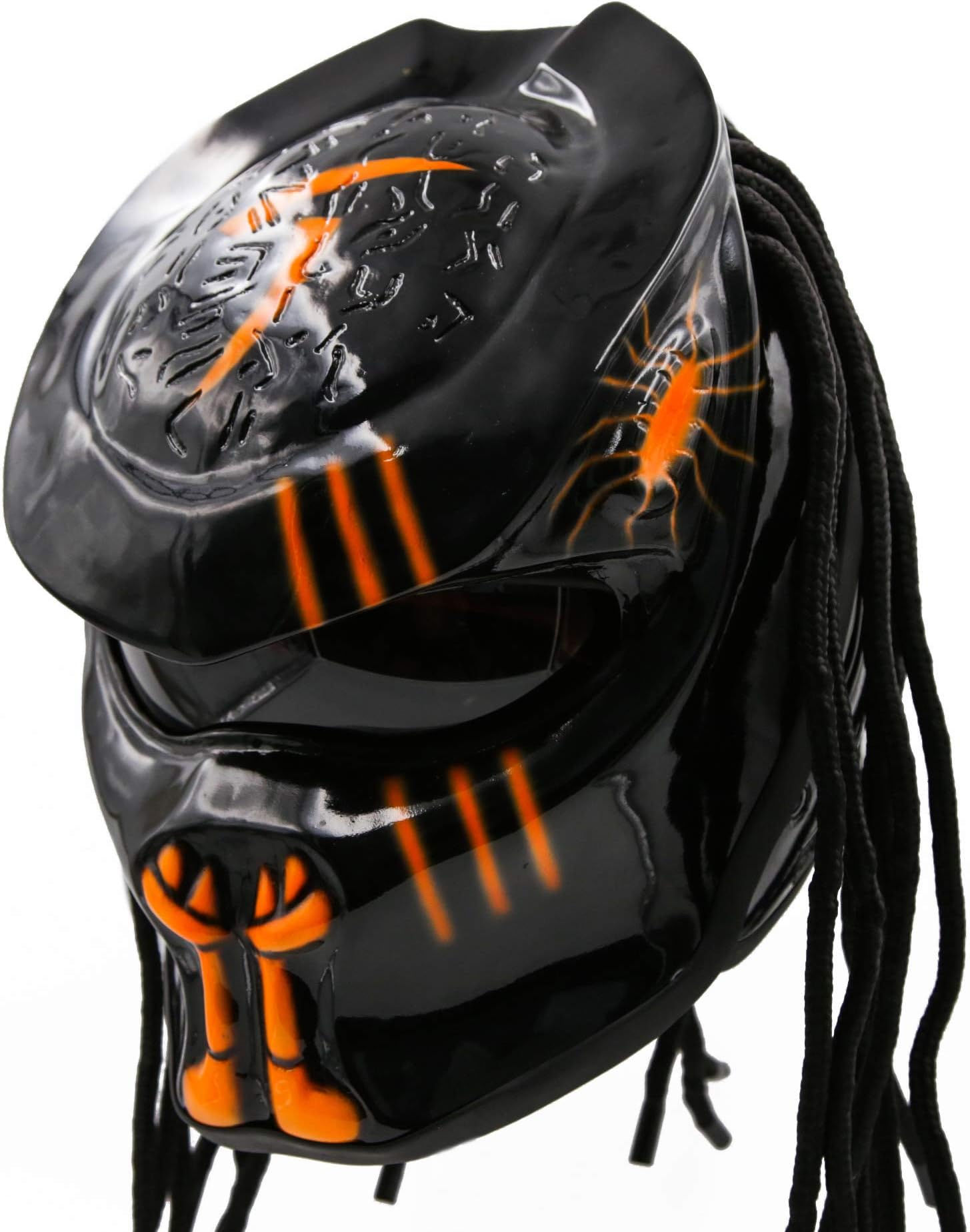Predator Motorcycle Helmet โ DOT Approved โ Custom Made, Fibreglass, Unisex for Powersports, Sports, and Outdoor - Orange Chaos