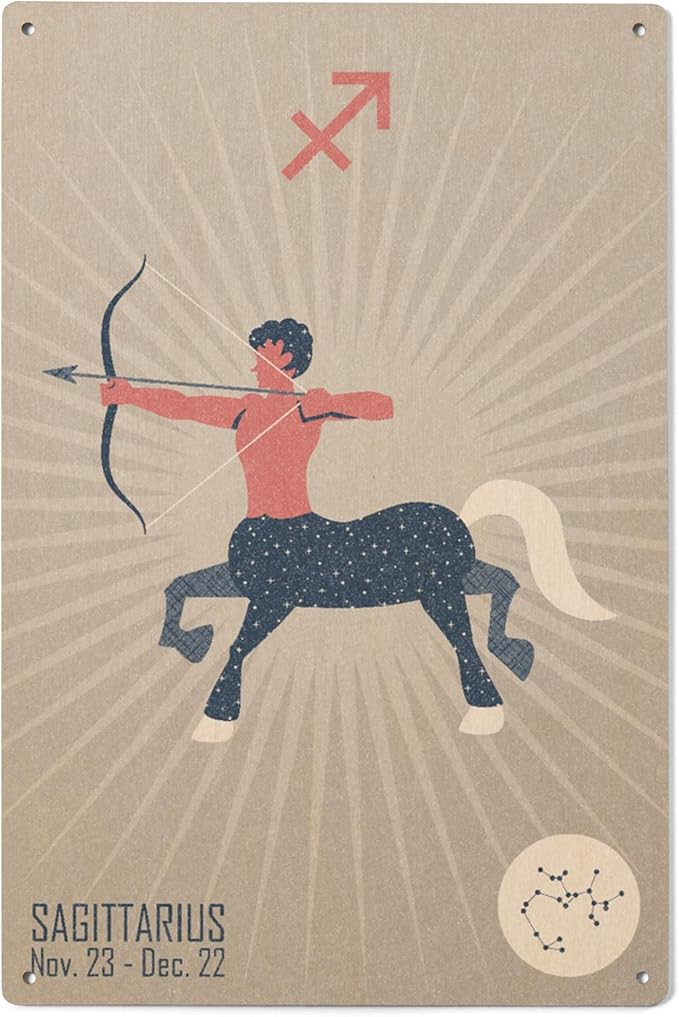 Lantern Press 6x9 Inch Wood Sign, Ready to Hang Wall Decor, Sagittarius, Woven Zodiac