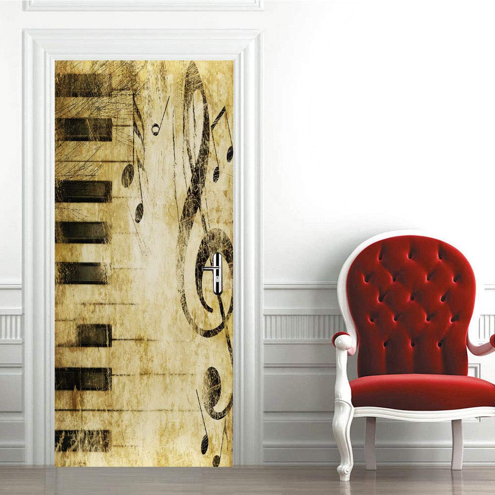 Trompe l'oeil intérieure muraux piano pour transformer une porte unie en 3D