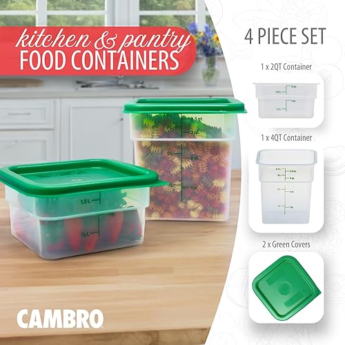 Miniatura 2 de Cambro Recipiente de almacenamiento de alimentos con tapa (apto para microondas y sin BPA), paquete de 2, cuadrado de la serie clásica con tapa