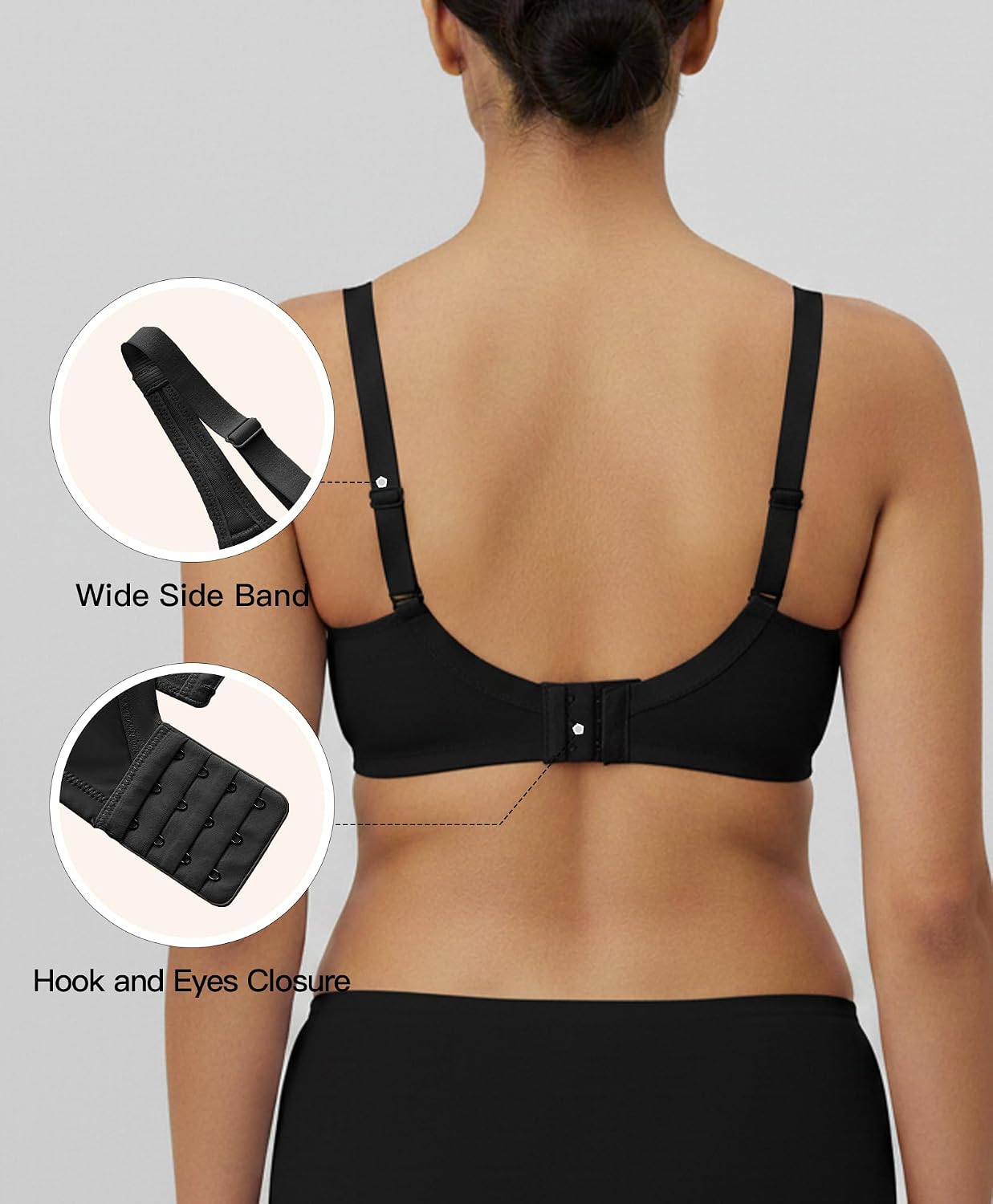 Minimizer Bras for Women Unlined Balconette Bra Underwire Supportive Scoop Neck Everyday Bras (40D, Black)