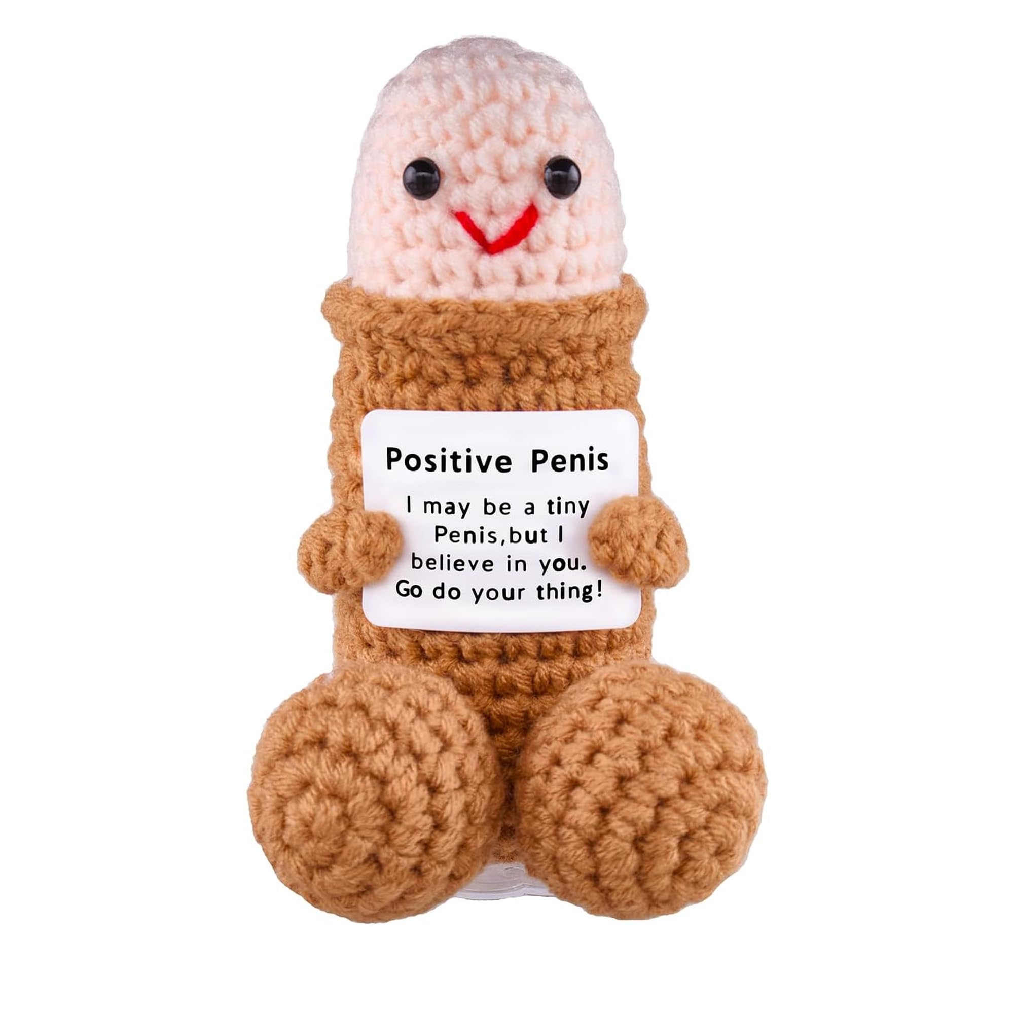 RynoPulse Funny Positive Dick, Mini Positive Dick Crochet Gifts, Emotional Crochet Plush Doll Toy, Gifts for Friends/Boyfriend/Husband (A*)