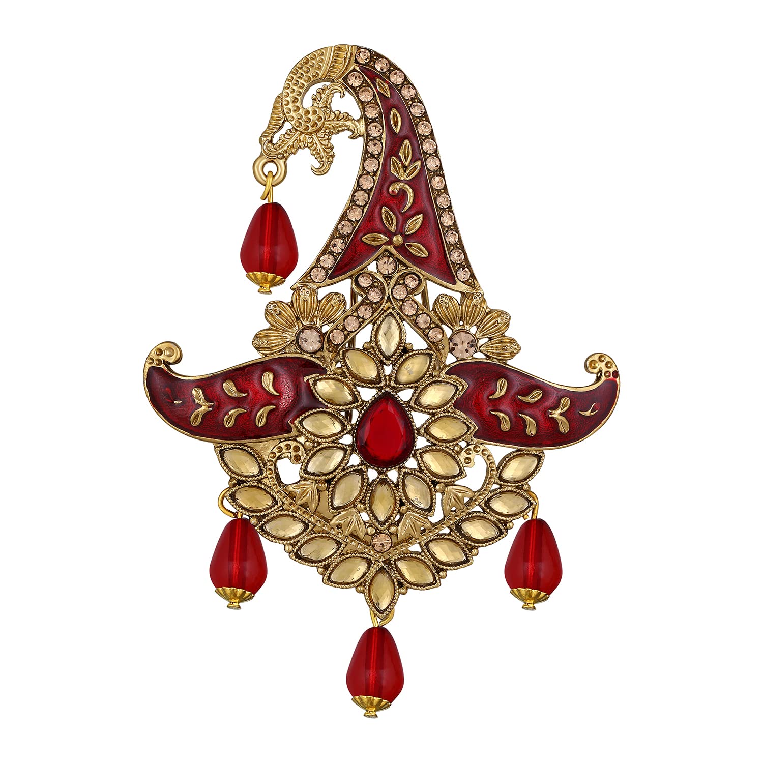 Mahi Red and White Crystals Kalangi Brooch for Groom/Men (KL1001010G) (B0BSBMCXWB) Amazon Price History, Amazon Price Tracker