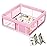 Pink Baby Playpen with Mat, 50x50 Inch Playpen with Mat Waterproof for Babies and Toddlers Play Pen for Girls Pink Playards Safety Gate Fence Active Center Indoor