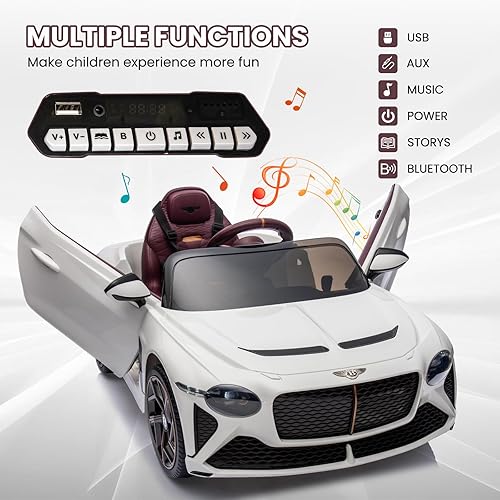 Miniatura 5 de GAOMON Auto eléctrico Bentley Bacalar de 12 V, con licencia y control remoto para padres, 3 velocidades, puertas de tijera, música, LED, autos para
