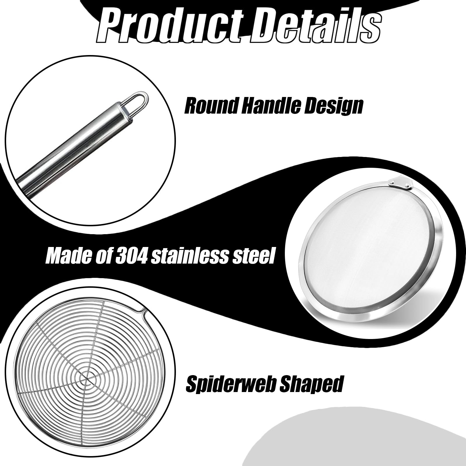 Set 2 Utensili Da Cucina In Acciaio Inox - Scolapasta E Schiumarola Con Manico In Legno, Per Pasta E Fritti - Foto 7